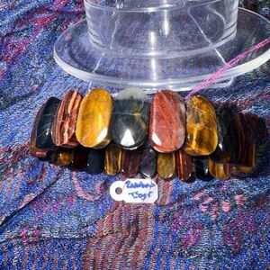 Multicolor tigers eye faceted Stone Bracelet